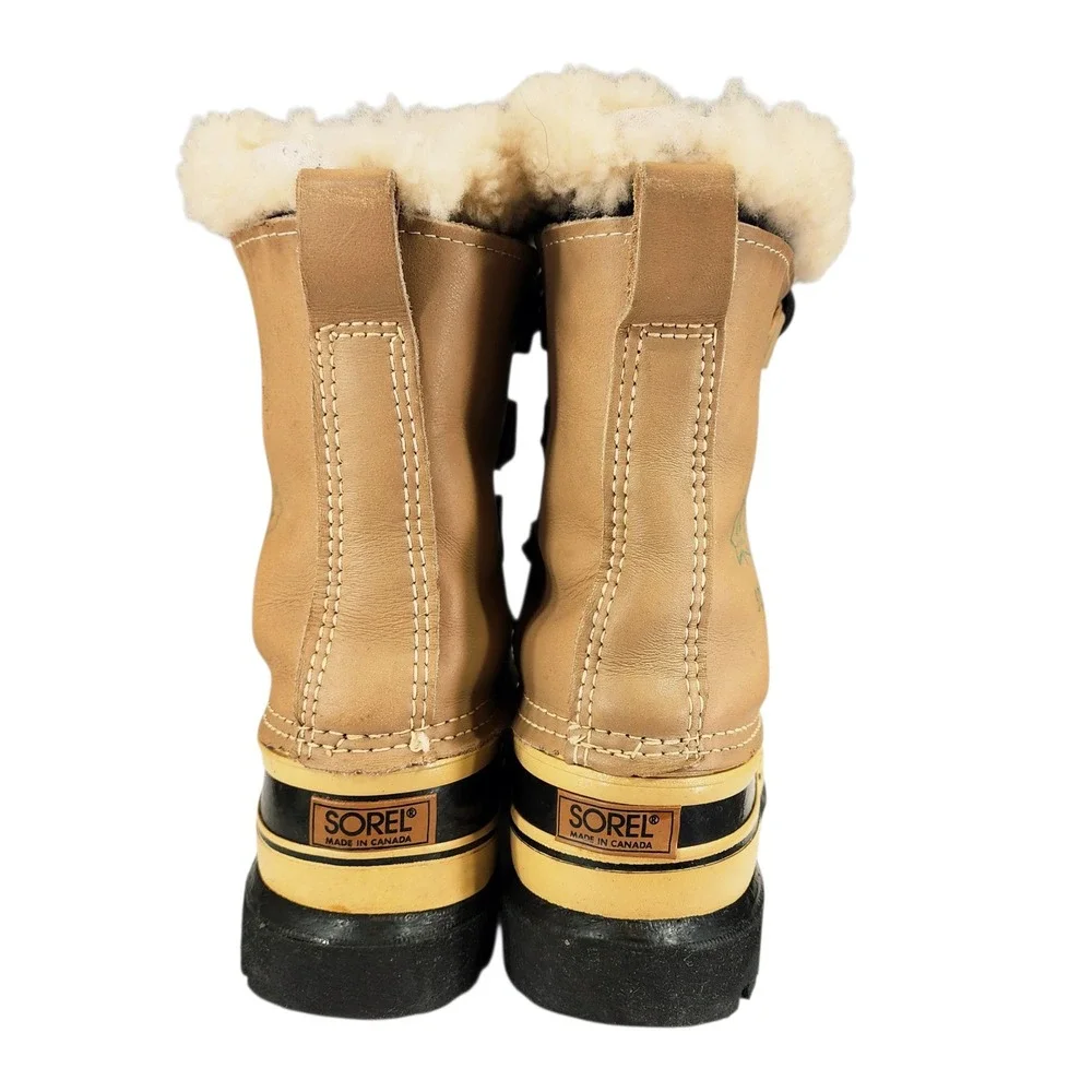 Vtg Sorel Caribou Kaufman Snow Boots sz 7 Mens Canada Leather Winter Waterproof - Picture 5 of 14